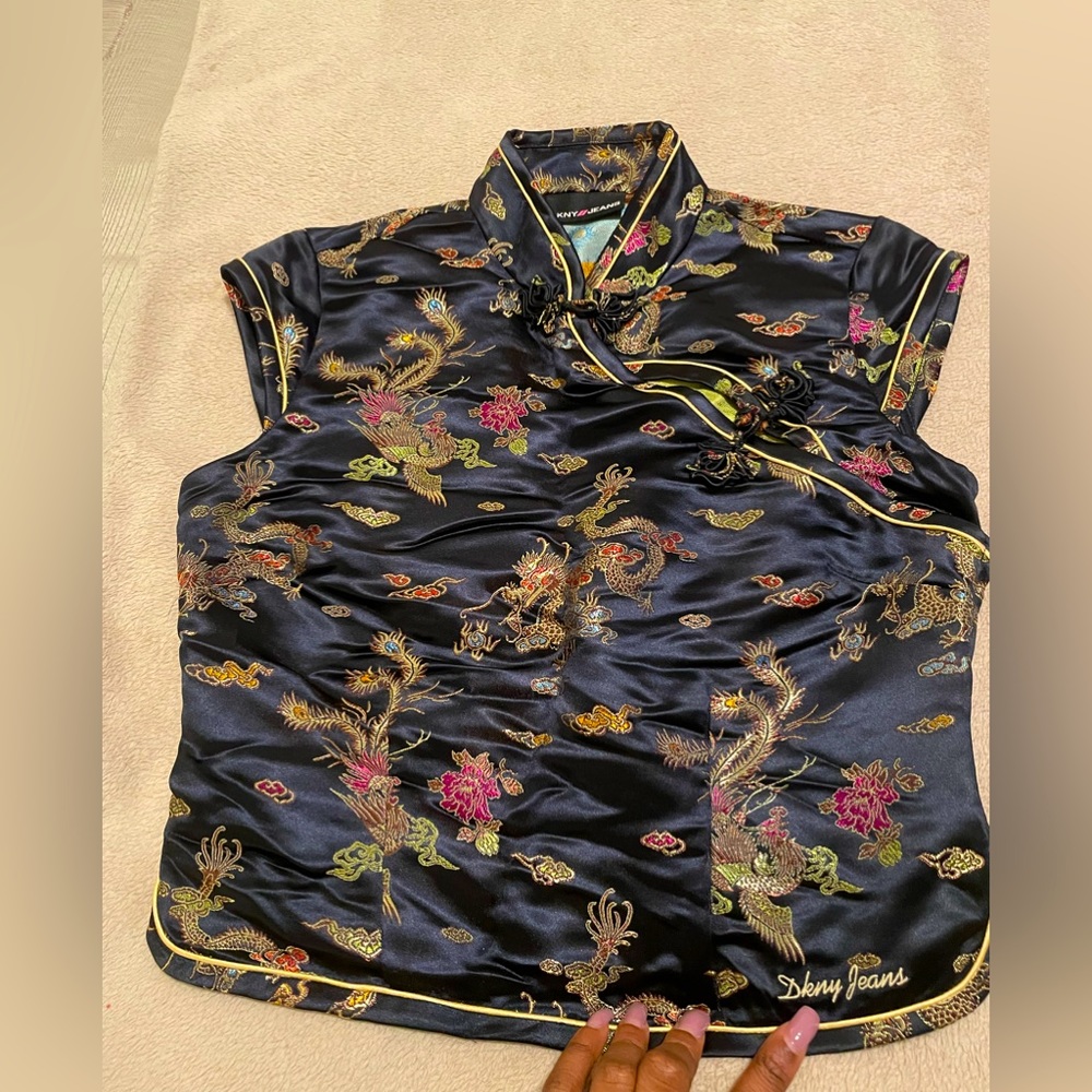 New Without Tags Mandarin Collar Black Cheongsam in Size 1 by DKNY
